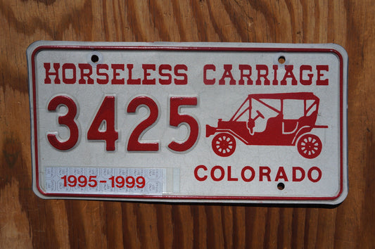 1995 1996 1997 1998 1999 Colorado HORSELESS CARRIAGE License Plate Antique Auto