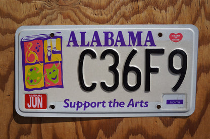 Alabama SUPPORT THE ARTS License Plate Book of Music Dance Paint Mask Heart of Dixie