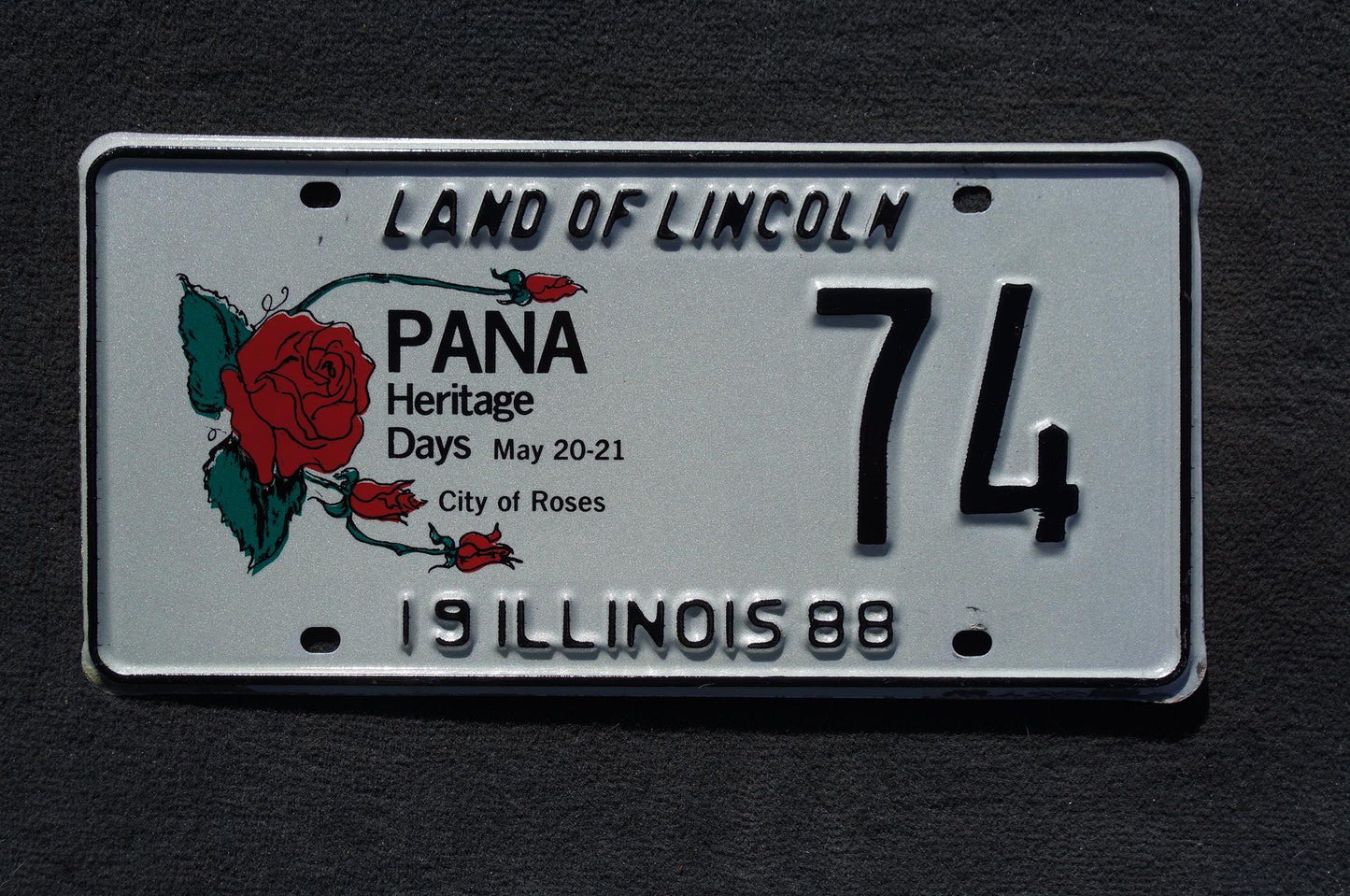 1988 Illinois PANA Heritage Days City of Roses License Plate # 74