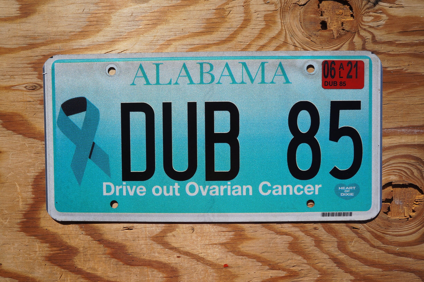 2021 Alabama Blue Ribbon License Plate - Drive out Ovarian Cancer # DUB 85