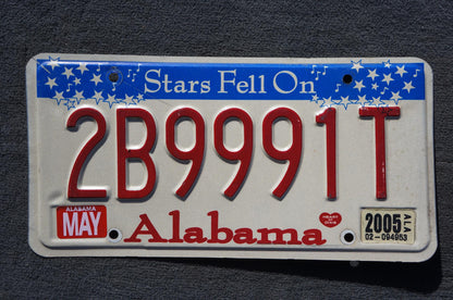 2005 Alabama Stars Fell On Alabama License Plate #2B9991T