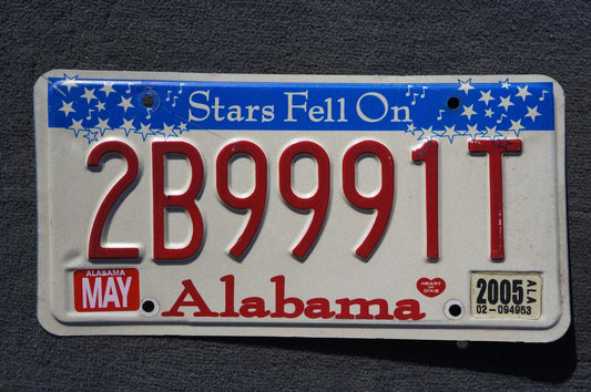 2005 Alabama Stars Fell On Alabama License Plate #2B9991T