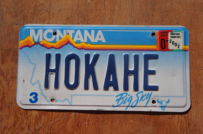 2002 Montana Vanity Big Sky Blue License Plate # HOKAHE