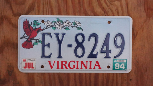 1994 Virginia CARDINAL Red Bird Graphic License Plate