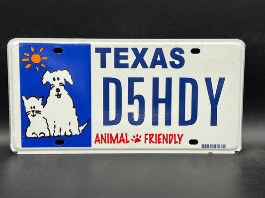 One or More - TEXAS Animal Friendly Dog Cat Graphic License Plate