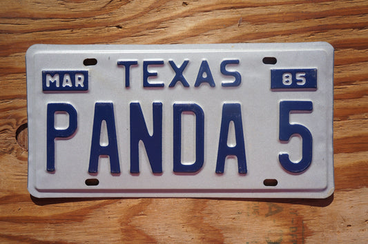 1985 Texas Vanity Vintage License Plate # PANDA 5