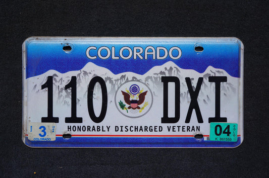 2004 Colorado HONORABLY DISCHARGED VETERAN Eagle Blue License Plate