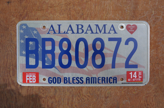 ALABAMA LICENSE PLATE - GOD BLESS AMERICA Graphic FLAG License Plates Good