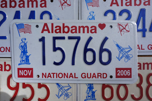 ALABAMA NATIONAL GUARD Colorful Graphic Flat License Plate Tags Minuteman Plane