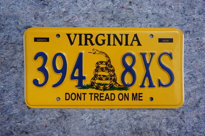 Yellow Virginia SNAKE License Plate - DON'T TREAD ON ME - Animal
