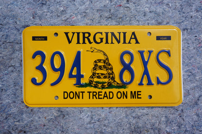 Yellow Virginia SNAKE License Plate - DON'T TREAD ON ME - Animal