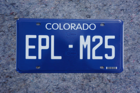 2024 Colorado NEW DESIGN Historic Blue Flat License Plate # EPL M25
