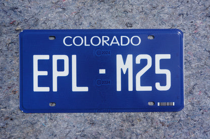 2024 Colorado NEW DESIGN Historic Blue Flat License Plate # EPL M25