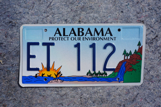 Alabama PROTECT OUR ENVIRONMENT License Plate - Colorful & Graphic - Sea Sunrise Mountain River