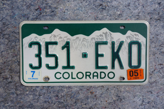 2005 Colorado License Plate # 351 EKO ECHO