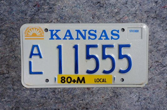 1980s Kansas Vintage License Plate # 11555