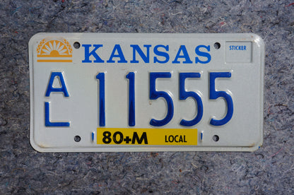 1980s Kansas Vintage License Plate # 11555