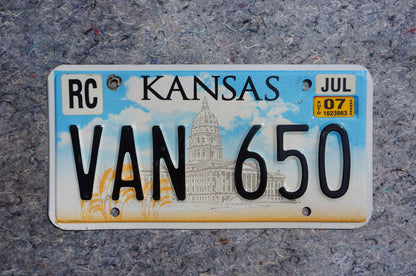 2007 Kansas License Plate # VAN 650