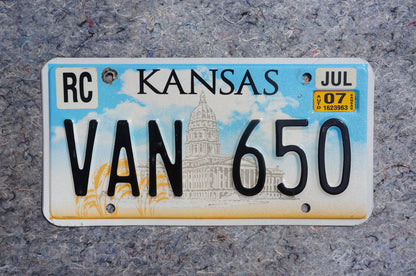 2007 Kansas License Plate # VAN 650