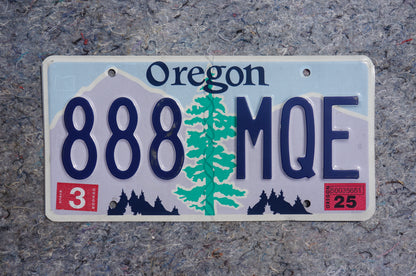 2025 Oregon License Plate # 888 MQE