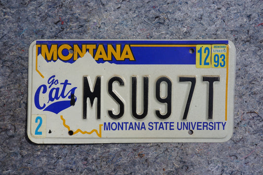 1993 Montana State University License Plate - GO CATS
