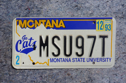 1993 Montana State University License Plate - GO CATS