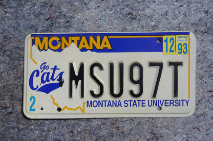 1993 Montana State University License Plate - GO CATS