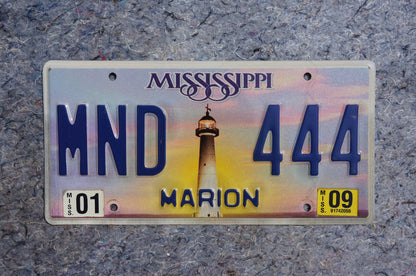 2009 Mississippi Lighthouse License Plate # MND 444