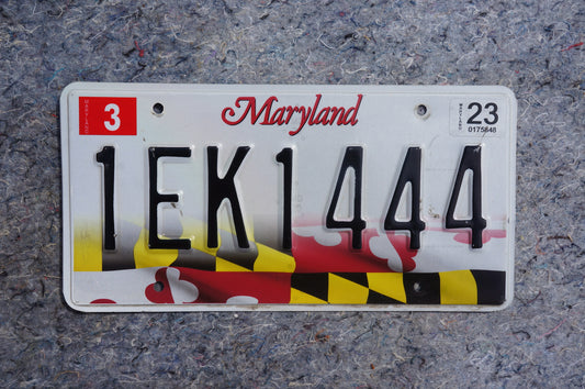 2023 Maryland Flag License Plate # 1EK1444