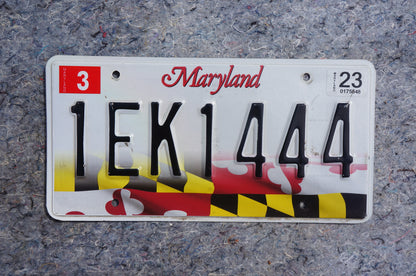 2023 Maryland Flag License Plate # 1EK1444