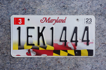 2023 Maryland Flag License Plate # 1EK1444