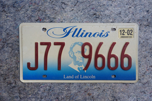 2002 Illinois License Plate # J77 9666 - Land of Lincoln