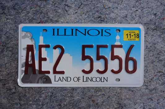 2018 Illinois License Plate # AE2 5556 - Land of Lincoln