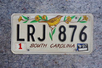 1997 South Carolina Yellow Bird Graphic Vintage License Plate