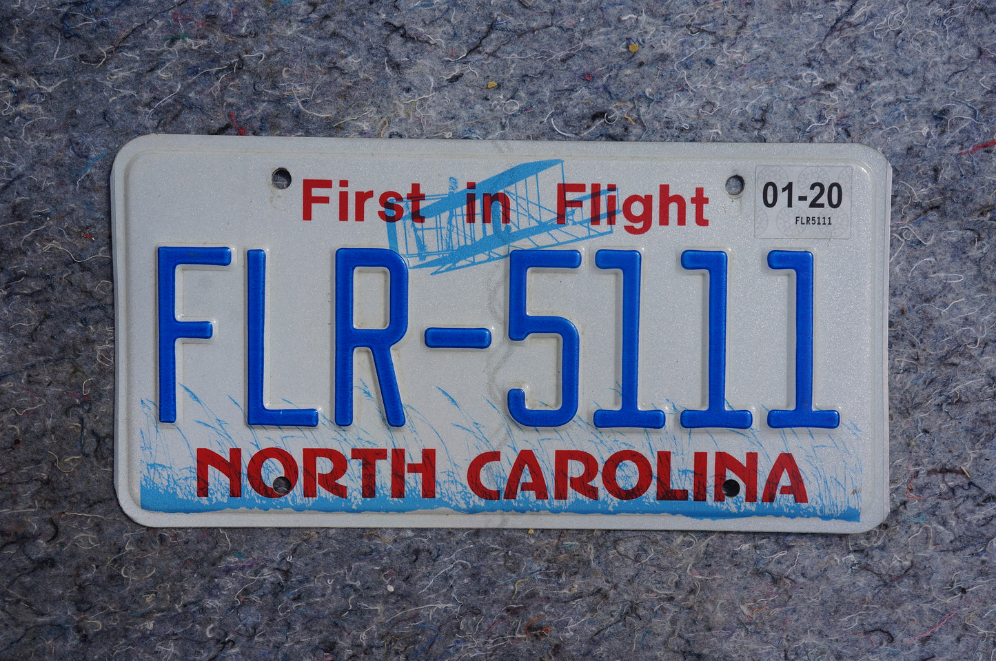 2020 North Carolina License Plate # FLR - 5111