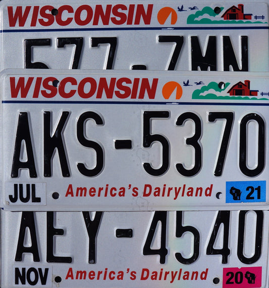 WISCONSIN LICENSE PLATES - America's Dairyland License Plate Tags Random #