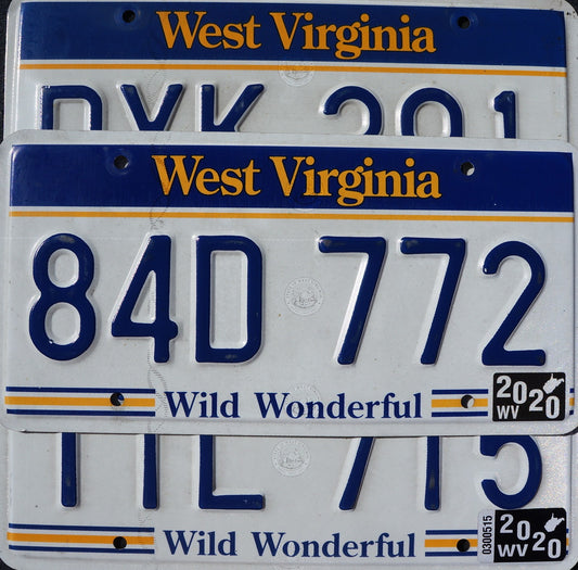 WEST VIRGINIA LICENSE PLATES - Wild Wonderful License Plate Tags Random #