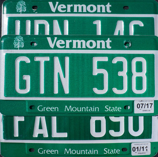 VERMONT LICENSE PLATES Green Mountain State License Plate Tags Random #