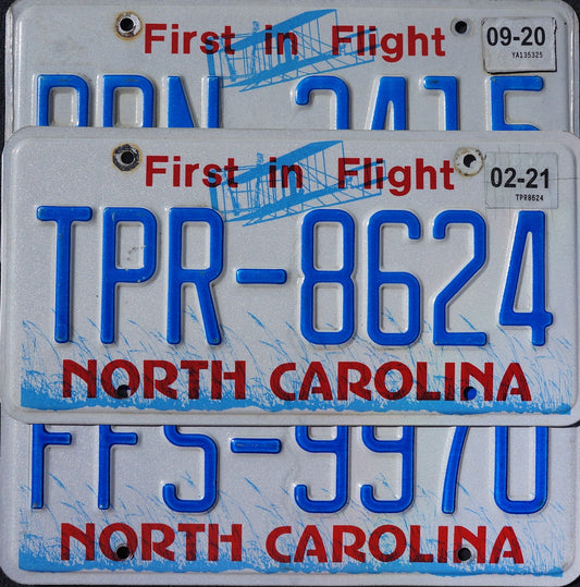 NORTH CAROLINA LICENSE PLATES - First in Flight License Plate Tags Random #