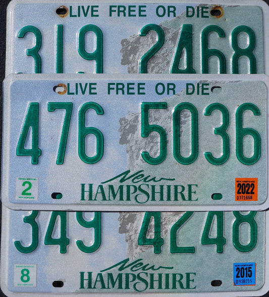 NEW HAMPSHIRE LICENSE PLATES Live Free or Die Green License Plate Tags Random #