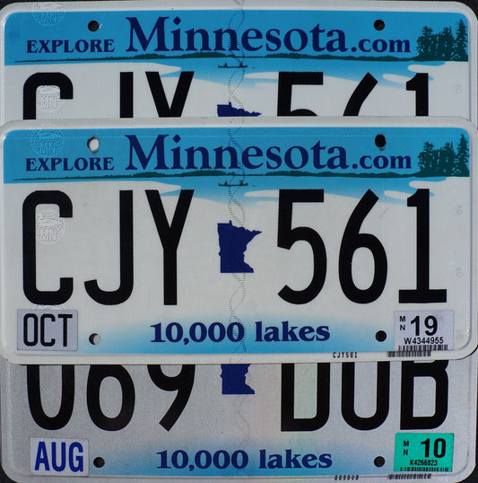 MINNESOTA LICENSE PLATES - 10000 Lakes Flat License Plate Tags Random #