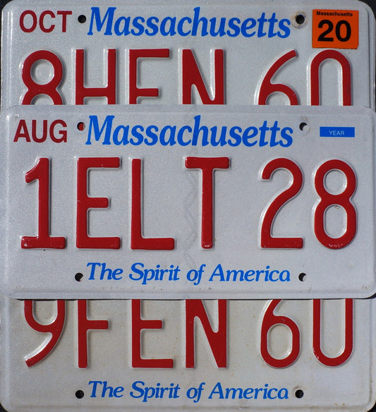 MASSACHUSETTS LICENSE PLATES - Spirit of America License Plate Tags Random #