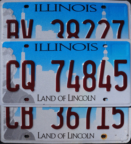 ILLINOIS LICENSE PLATES -Land of Lincoln Graphic License Plate Tags Random #