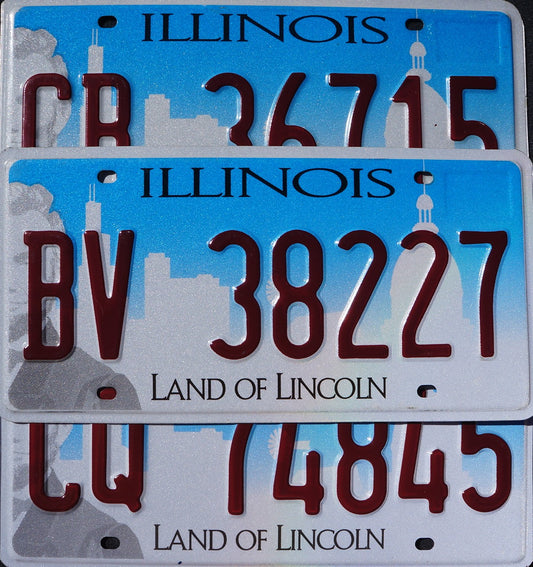 ILLINOIS LICENSE PLATES -Land of Lincoln Graphic License Plate Tags Random #