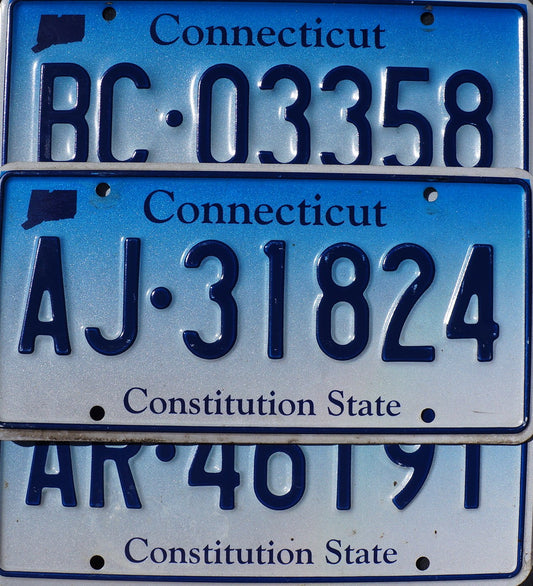CONNECTICUT LICENSE PLATES - Constitution State Blue License Plate Tags Random #