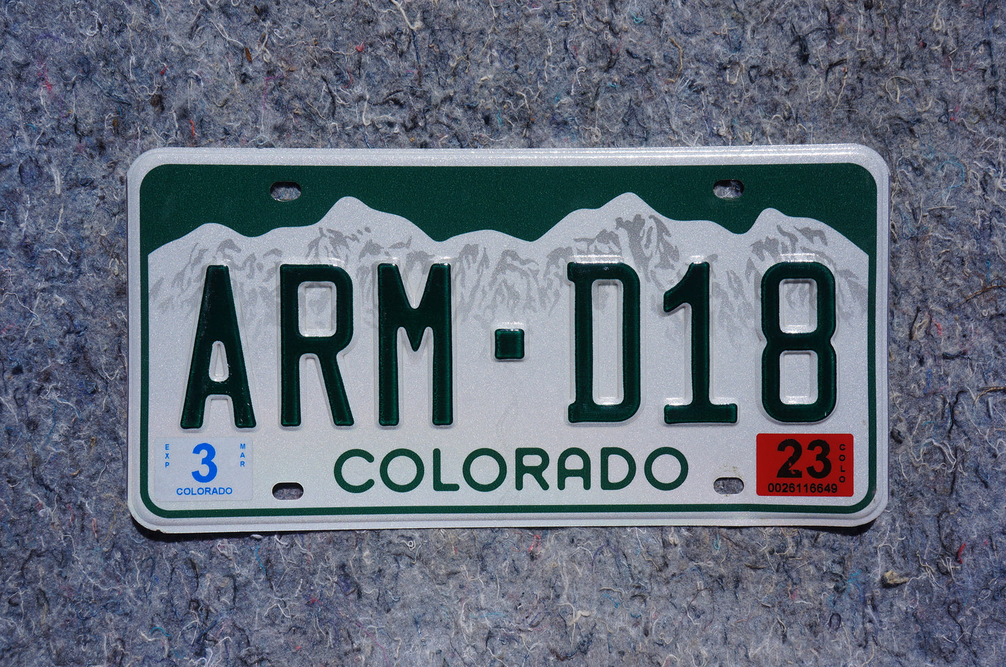 2023 Colorado Snow Mountains License Plate # ARM - D18