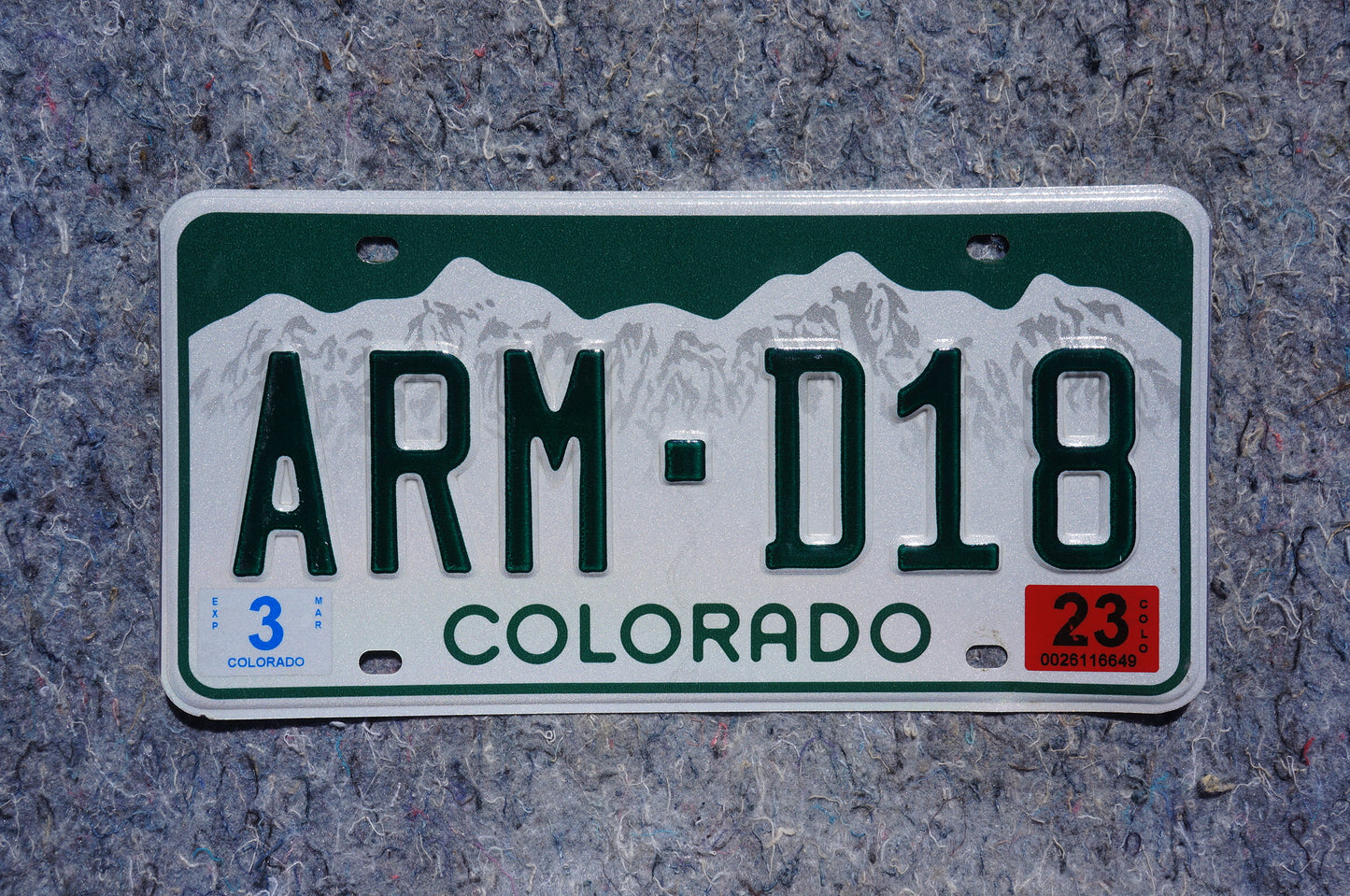 2023 Colorado Snow Mountains License Plate # ARM - D18