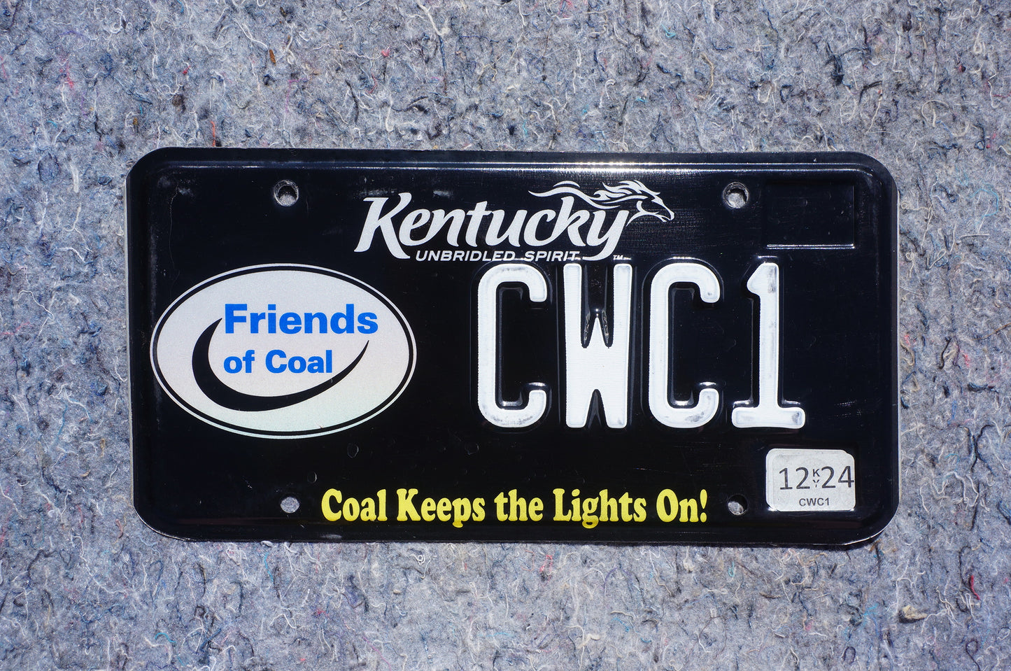 2024 Kentucky Black Friends of Coal Vanity License Plate # CWC1 - COAL KEEPS THE LIGHTS ON