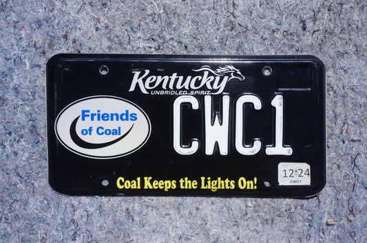 2024 Kentucky Black Friends of Coal Vanity License Plate # CWC1 - COAL KEEPS THE LIGHTS ON