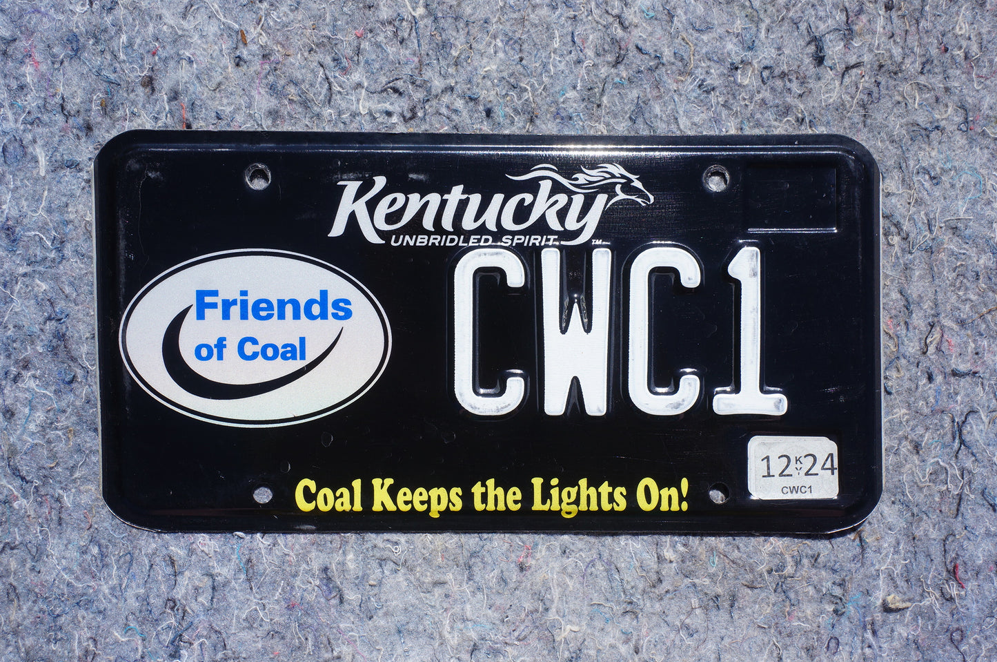 2024 Kentucky Black Friends of Coal Vanity License Plate # CWC1 - COAL KEEPS THE LIGHTS ON